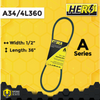 HERO® 1/2 inch x 36 inch Aramid Kevlar Lawn Mower Belt Replacement For Reference A34 4L360