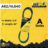 HERO® 1/2 inch x 64 inch Aramid Kevlar Lawn Mower Belt Replacement For Reference A62 4L640
