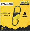HERO® 1/2 inch x 74 inch Aramid Kevlar Lawn Mower Belt Replacement For Reference A72 4L740