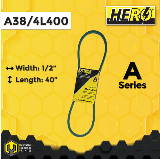 HERO® 1/2 inch x 40 inch Aramid Kevlar Lawn Mower Belt Replacement For Reference A38 4L400