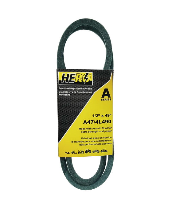 HERO® 1/2 inch x 49 inch Aramid Kevlar Lawn Mower Belt Replacement For Reference A47 4L490