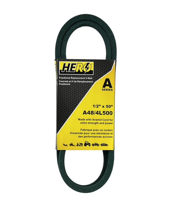 HERO® 1/2 inch x 50 inch Aramid Kevlar Lawn Mower Belt Replacement For Reference A48 4L500