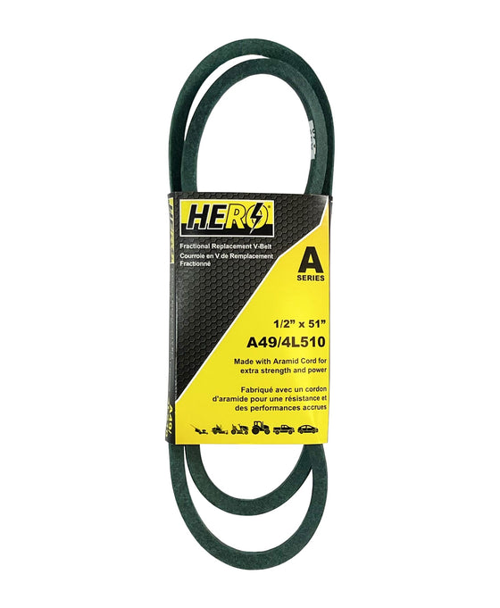 HERO® 1/2 inch x 51 inch Aramid Kevlar Lawn Mower Belt Replacement For Reference A49 4L510