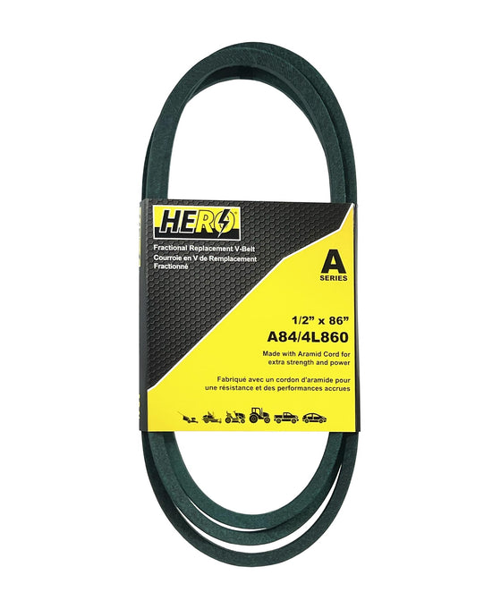 HERO® 1/2 inch x 86 inch Aramid Kevlar Lawn Mower Belt Replacement For Reference A84 4L860