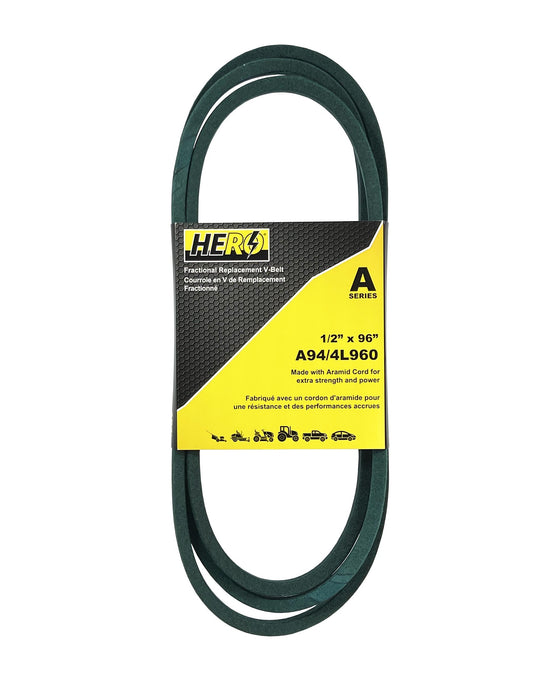 HERO® 1/2 inch x 96 inch Aramid Kevlar Lawn Mower Belt Replacement For Reference A94 4L960