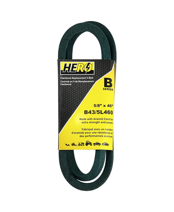 HERO® 5/8 inch x 46 inch Aramid Kevlar Lawn Mower Belt Replacement For Reference B43 5L460