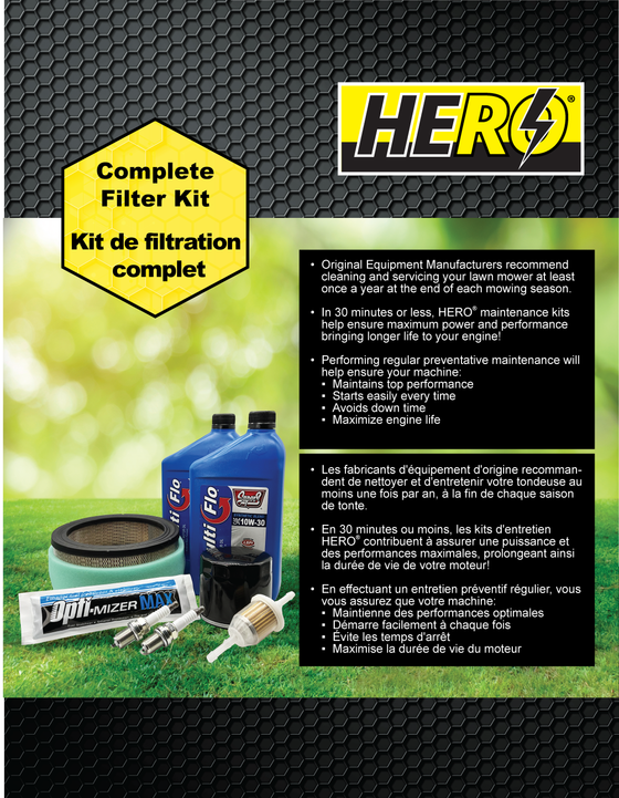 HERO® Maintenance Kit For Kohler Command Pro 17-27HP Engine 4708303S 2408302S 2505022S 1205001S SAE 10W30 Fuel Stabilizer 2513212S