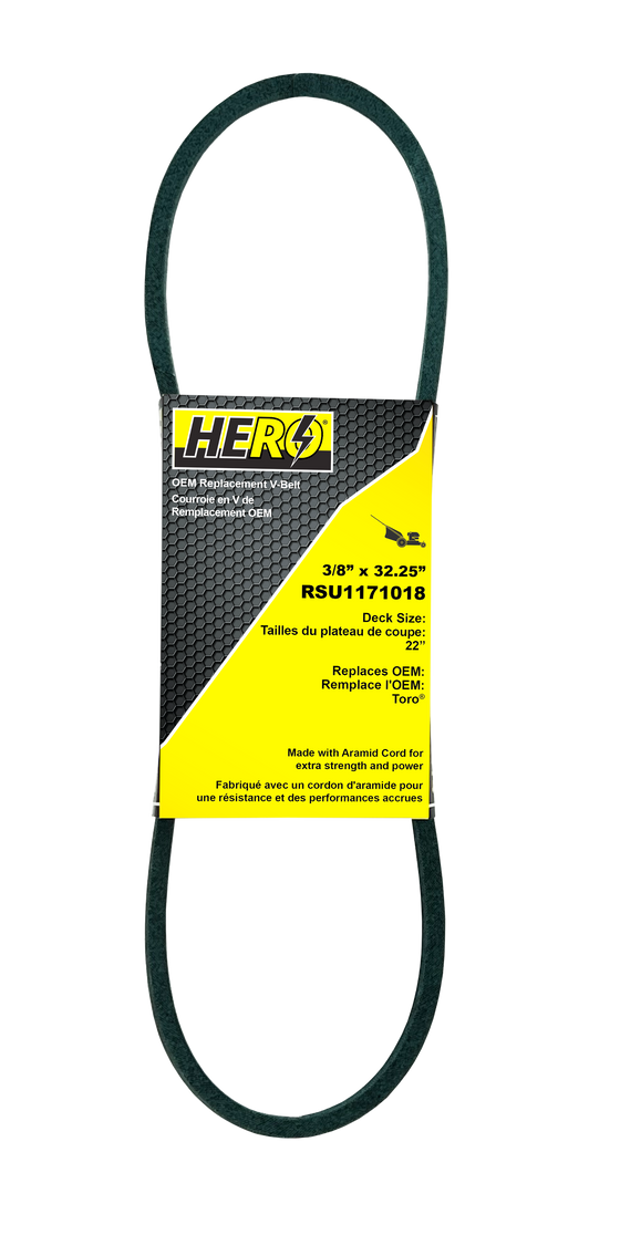 HERO OEM Aramid Kevlar Replacement Belt for Toro 1171018 - Fits Models 20330, 20331, 20350, 20351, 20370, 20371 - 3/8" x 32-3/8"