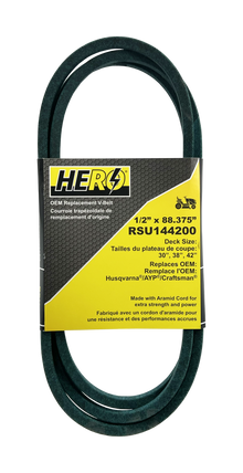  HERO OEM Aramid Kevlar Replacement Belt for AYP 144200, Craftsman 24104, Husqvarna 532144200 - Fits Mowers with 42" Deck Size - 1/2" x 88"