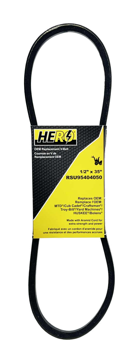 HERO OEM Aramid Kevlar Replacement Belt for Snow Throwers - 95404050 - 1/2" x 34 3/4" - Replaces 754-04050, 954-04050, 754-04050A, 954-04050A