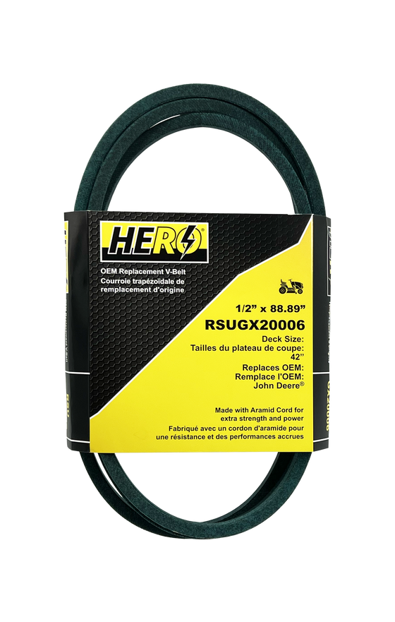 HERO OEM Aramid Kevlar Replacement Belt for John Deere GX20006 - Fits LA120, LA130, LA140, LA145, LA150, LA165, LA175