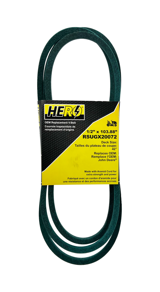 HERO OEM Aramid Kevlar Replacement Belt for John Deere GX20072 - Compatible with Craftsman, Cub Cadet, MTD, Rover, Troy-Bilt