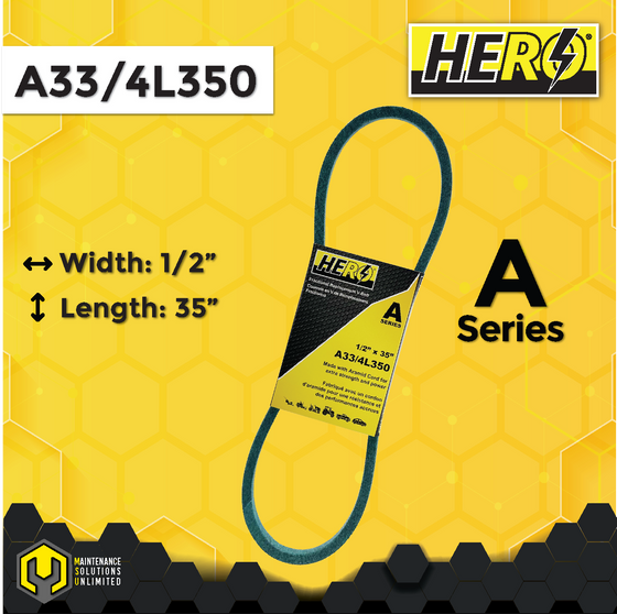 HERO® 1/2 inch x 35 inch Aramid Kevlar Lawn Mower Belt Replacement For Reference A33 4L350