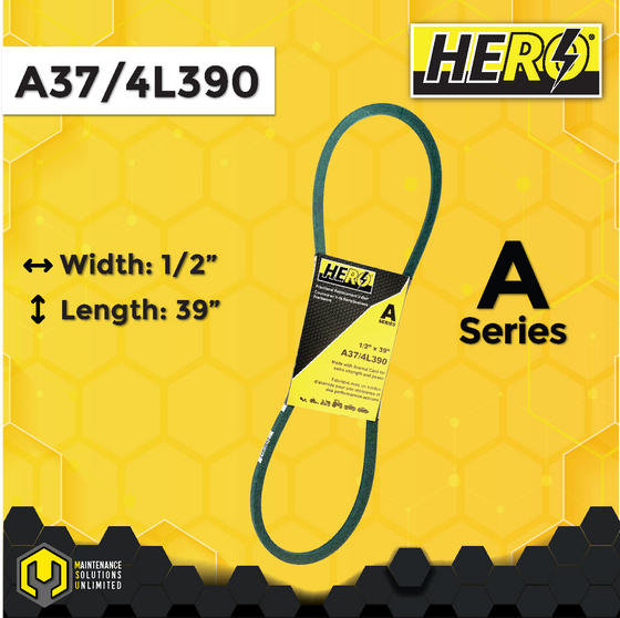 HERO® 1/2 inch x 39 inch Aramid Kevlar Lawn Mower Belt Replacement For Reference A37 4L390