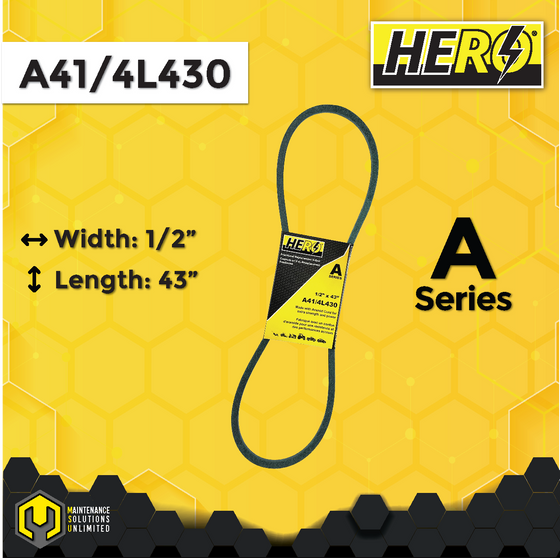 HERO® 1/2 inch x 43 inch Aramid Kevlar Lawn Mower Belt Replacement For Reference A41 4L430