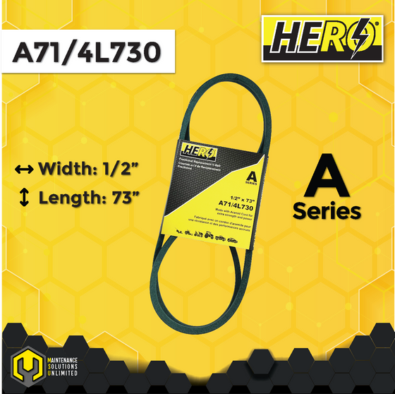 HERO® 1/2 inch x 73 inch Aramid Kevlar Lawn Mower Belt Replacement For Reference A71 4L730