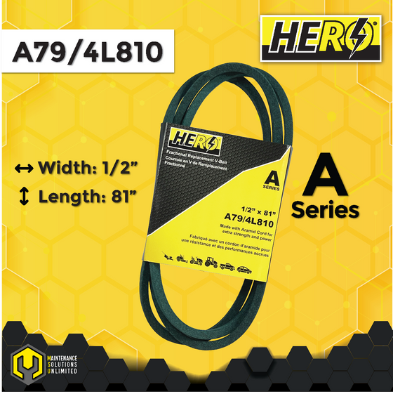 HERO® 1/2 inch x 81 inch Aramid Kevlar Lawn Mower Belt Replacement For Reference A79 4L810