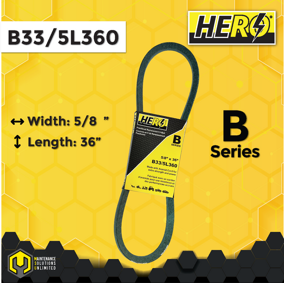 HERO® 5/8 inch x 36 inch Aramid Kevlar Lawn Mower Belt Replacement For Reference B33 5L360