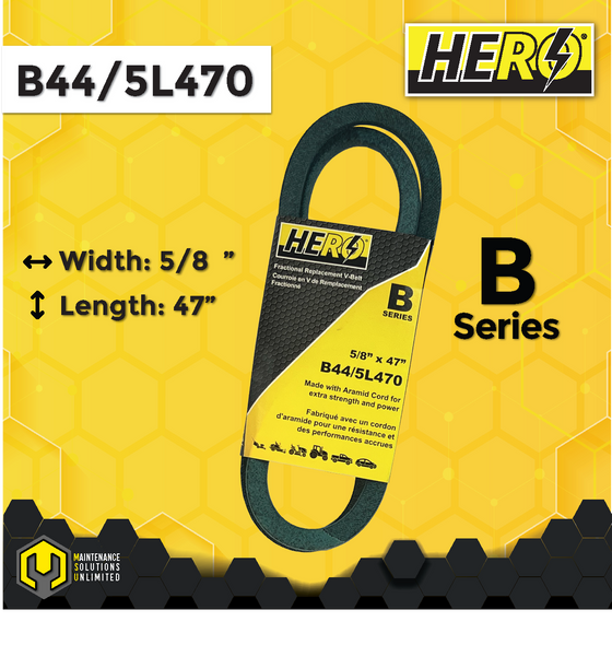 HERO® 5/8 inch x 47 inch Aramid Kevlar Lawn Mower Belt Replacement For Reference B44 5L470