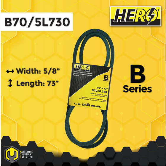 HERO® 5/8 inch x 73 inch Aramid Kevlar Lawn Mower Belt Replacement For Reference B70 5L730