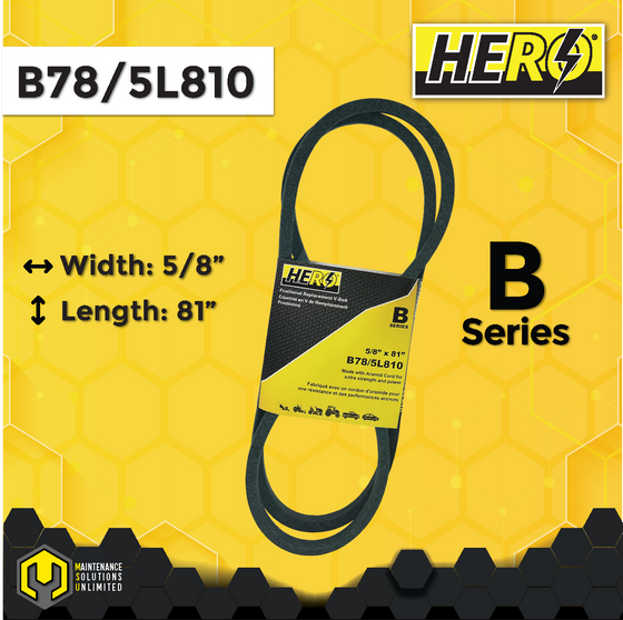 HERO® 5/8 inch x 81 inch Aramid Kevlar Lawn Mower Belt Replacement For Reference B78 5L810