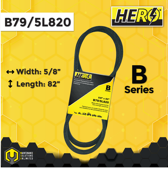 HERO® 5/8 inch x 82 inch Aramid Kevlar Lawn Mower Belt Replacement For Reference B79 5L820