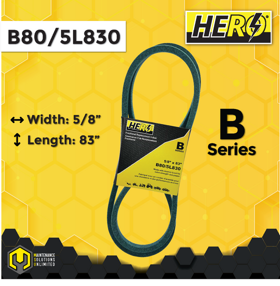 HERO® 5/8 inch x 83 inch Aramid Kevlar Lawn Mower Belt Replacement For Reference B80 5L830