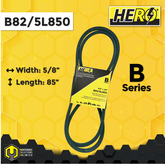 HERO® 5/8 inch x 85 inch Aramid Kevlar Lawn Mower Belt Replacement For Reference B82 5L850