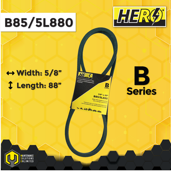 HERO® 5/8 inch x 88 inch Aramid Kevlar Lawn Mower Belt Replacement For Reference B85 5L880